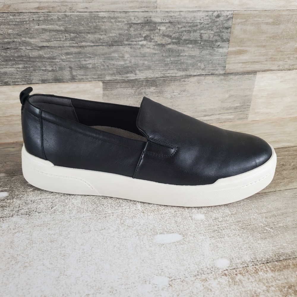 VIONIC Carson Womens Shoes Sz 10 Black Leather Comfort Slip On Round Toe Sneaker